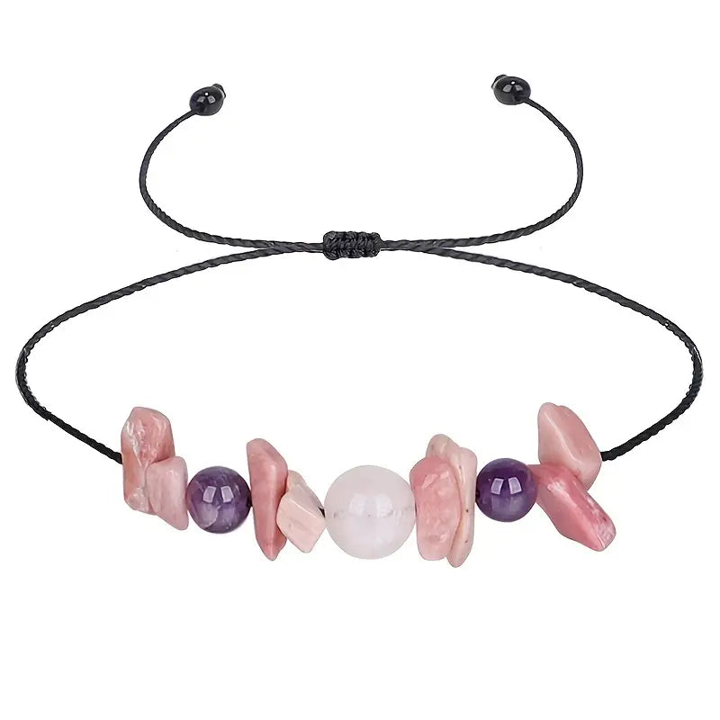LOVE YOURSELF - Adjustable Braid Bracelet Irregular Crystal Stone Beads Rope Bracelet Yoga Meditation Anxiety Relief Jewelry Gift