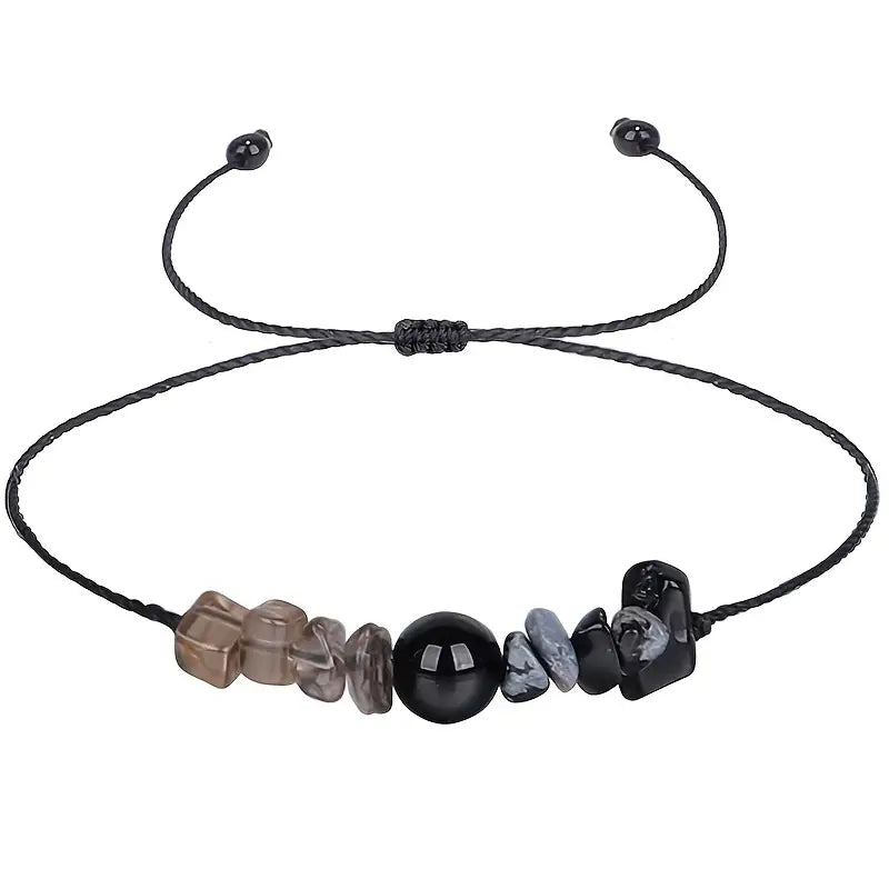 LIVE TAKES BRAVERY- Adjustable Braid Bracelet Irregular Crystal Stone Beads Rope Bracelet Yoga Meditation Anxiety Relief Jewelry Gift