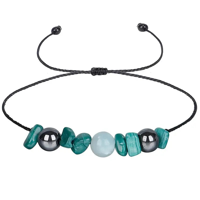 BELIEVE YOU CAN- Adjustable Braid Bracelet Irregular Crystal Stone Beads Rope Bracelet Yoga Meditation Anxiety Relief Jewelry Gift